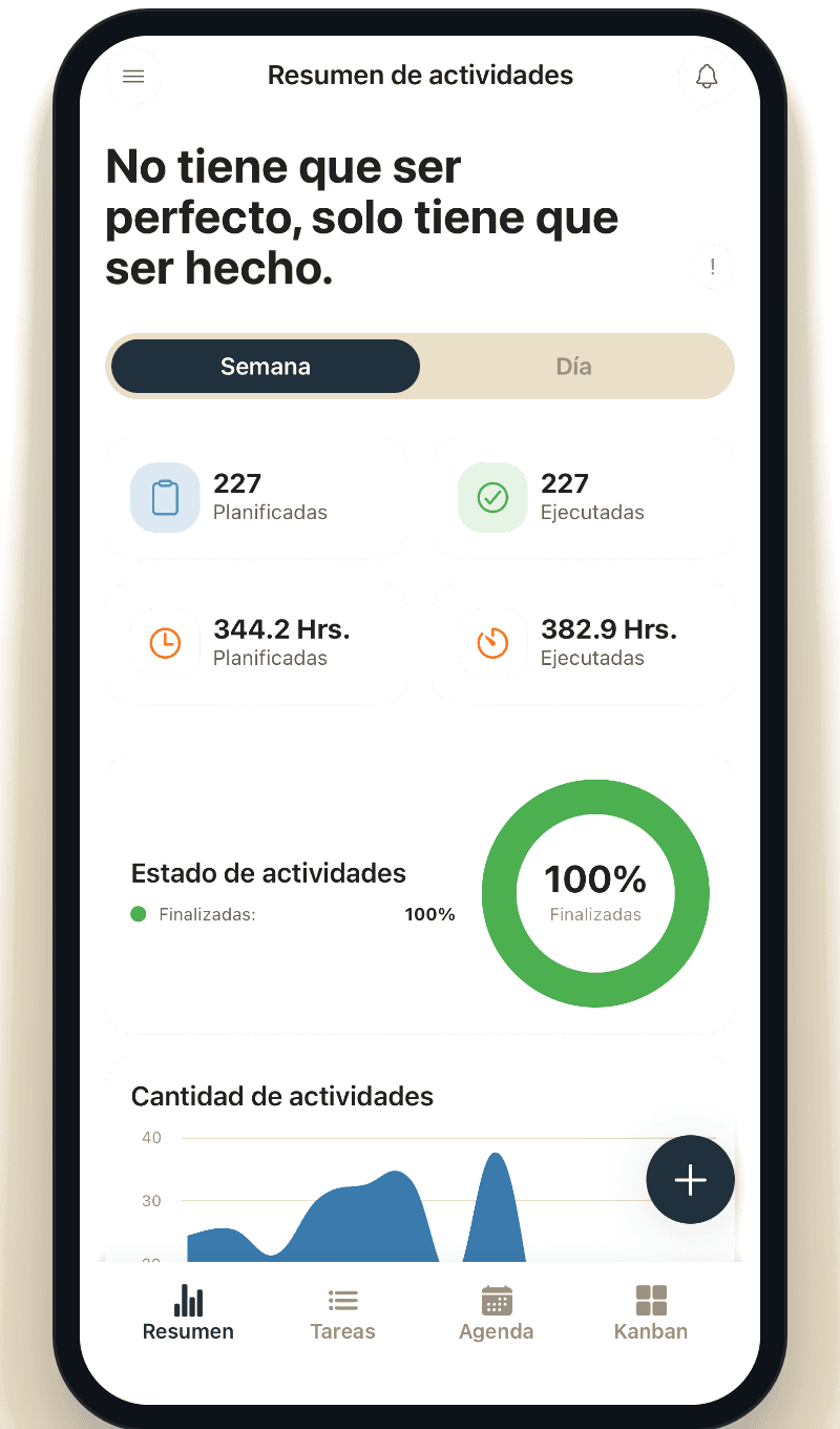 Pantalla de Pi² App: Productividad